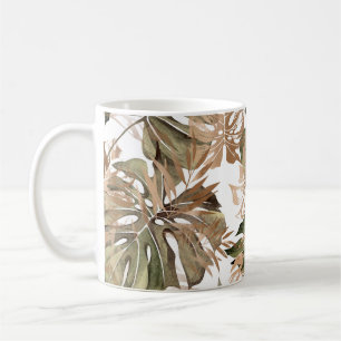 Tropical Gold Leaves Floral Seamless Coffee Mug