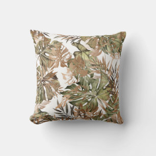 Tropical Gold Leaves Floral Seamless Cushion