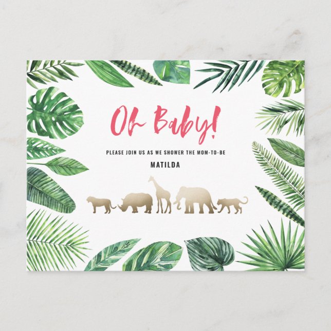 Tropical gold modern colourful mum-to-be postcard (Front)