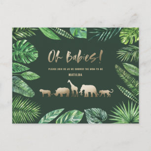 Tropical gold modern colourful mum-to-be postcard