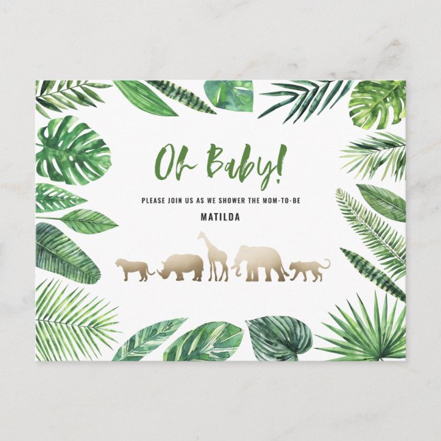 Tropical gold modern colourful mum-to-be postcard (Front)