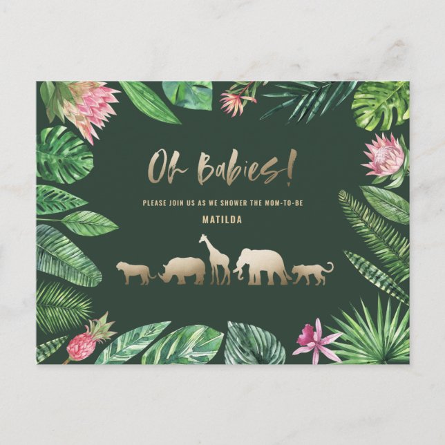 Tropical gold modern colourful mum-to-be postcard (Front)