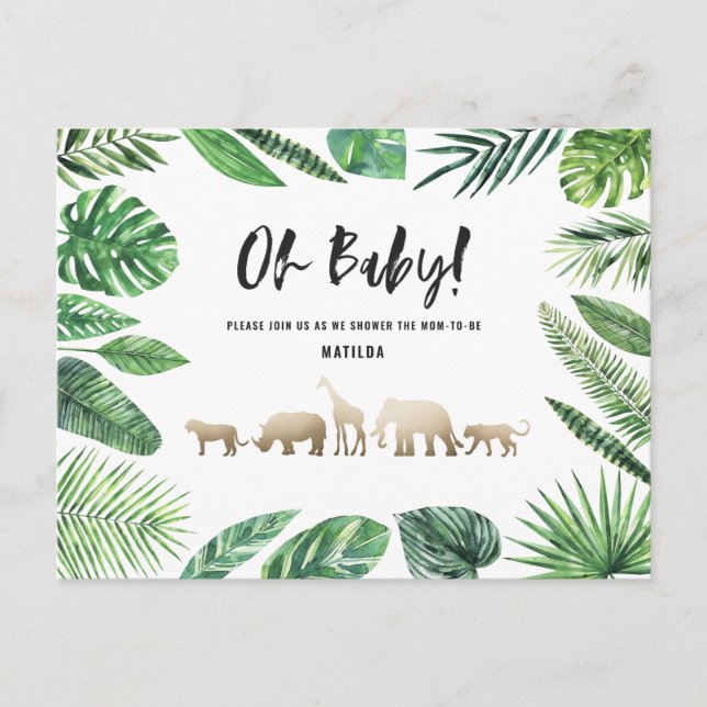 Tropical gold modern colourful mum-to-be postcard (Front)