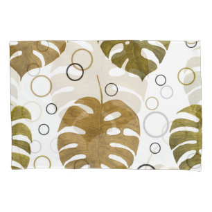 Tropical Gold: Monstera Leaf Watercolor Pillowcase
