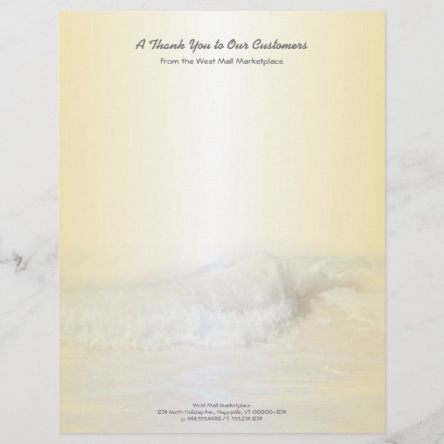 Tropical Gold Ocean Waves Business Stationery (Front)