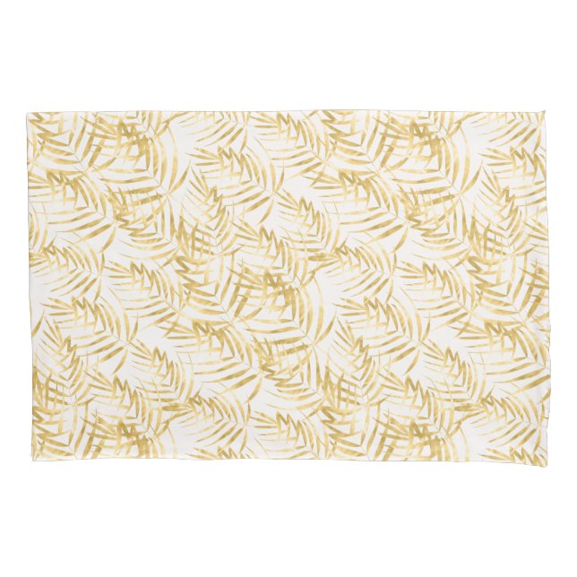 Tropical Gold Palm Leaf Pillowcase (Front)