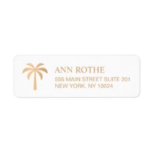 Tropical Gold Palm Tree Return Address Label