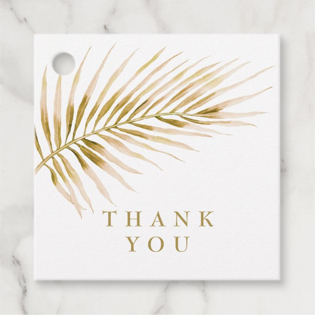 Tropical Gold Palm wedding Favour Tags (Front)
