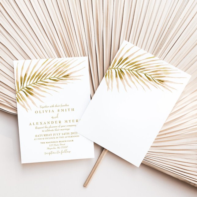 Tropical Gold Palm wedding Invitation (Creator Uploaded)