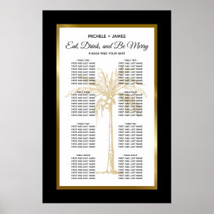 Tropical Gold Palm Wedding Seating Chart