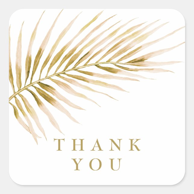 Tropical Gold Palm wedding Square Sticker (Front)