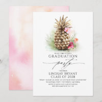 Tropical Gold Pineapple Beach Floral Graduation