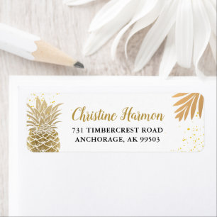 Tropical Gold Pineapple Beach Return Address Label