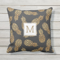Tropical Gold Pineapple Custom Monogram Initial