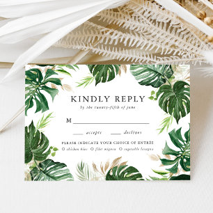 Tropical Gold RSVP Card with Meal Choice