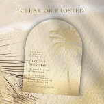 Tropical Gold Sand Palm Tree Boho Beach Wedding Acrylic Invitations<br><div class="desc">Tropical Faux Gold Sand | Golden Sand Glitter Palm Tree Boho Beach Acrylic Wedding Invitation</div>