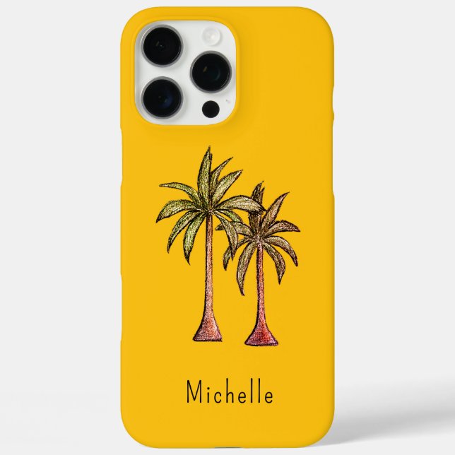 Tropical Gold Simple Palm Trees Personalised  Case-Mate iPhone Case (Back)