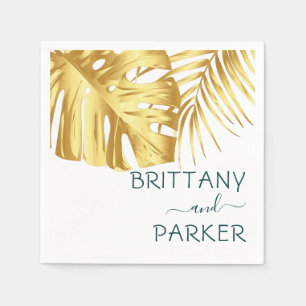 Tropical Gold Wedding Personalised Napkin