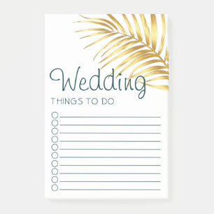 Tropical Gold Wedding To Do List Post-it Notes