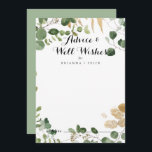 Tropical Gold Wedding Well Wishes Advice Card<br><div class="desc">This tropical gold wedding well wishes advice card is perfect for a rustic wedding. The design features beautifully hand-painted illustrated tropical summer gold and green foliage. These cards are perfect for a wedding, bridal shower, baby shower, graduation party & more. Personalise the cards with the names of the bride and...</div>