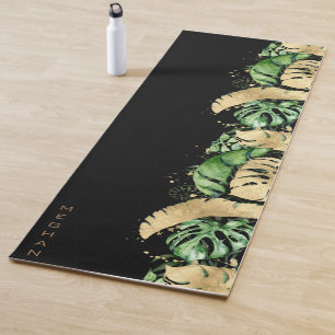 tropical golden foliage Monogram Yoga Mat
