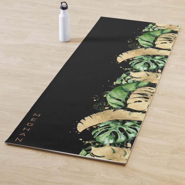 tropical golden foliage Monogram Yoga Mat (In Situ)