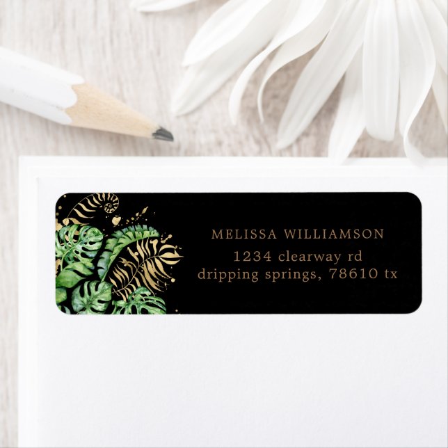 Tropical Golden Foliage Return Address Label (Insitu)
