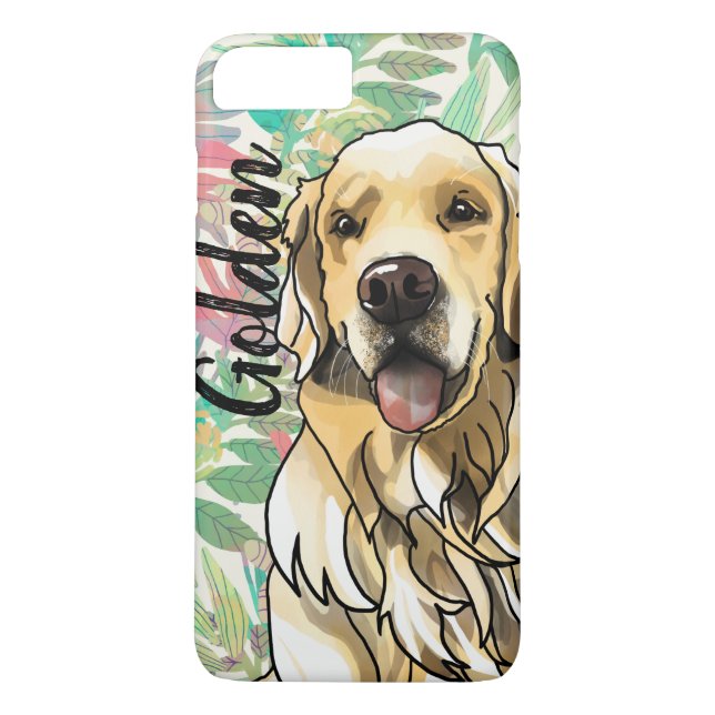 Tropical Golden Retriever (Add Pet Name) Case-Mate iPhone Case (Back)