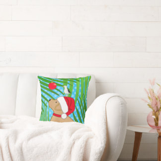 Tropical Golden Santa Seagull Christmas Cushion