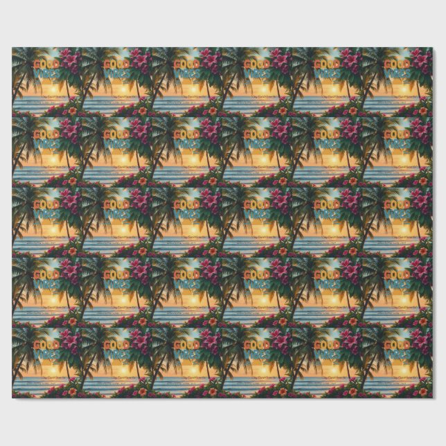 Tropical Good Vibes Gift Wrapping Paper (Flat)