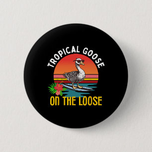 Tropical Goose On The Loose Funny Surfing Goose De 6 Cm Round Badge