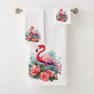 Tropical Grace: Flamingo in Bloom Bath Towel Set