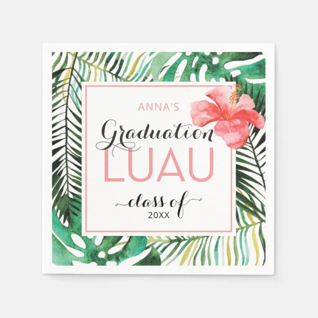 Tropical Graduation Luau Party Napkin (Front)