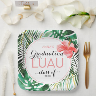 Tropical Graduation Luau Party Paper Plates