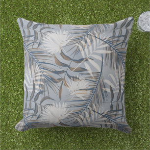 Tropical Gray Palms Cushion