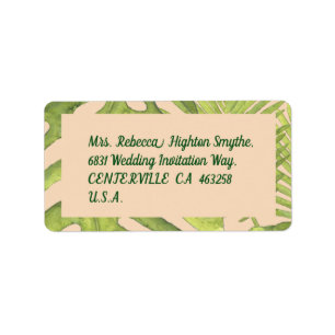 Tropical Green and Blush Wedding Label
