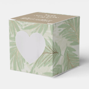 Tropical Green and Gold Leaves on Sage Heart Favour Box