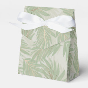 Tropical Green and Gold Leaves on Sage Tent Favour Box
