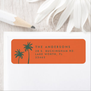 Tropical green and orange elegant modern minimal return address label