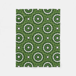 Tropical Green and White Flora Mandala Fleece Blanket