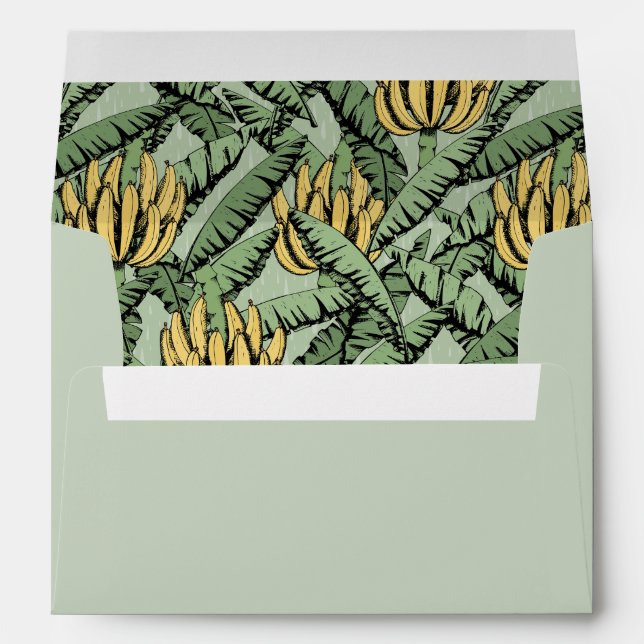 Tropical Green and Yellow Bananas and Leaves Envelope (Back (Bottom))