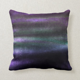 Tropical Green Aquatic Purple Stripes Lines Velvet Cushion