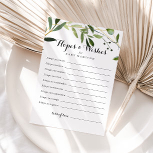 Tropical Green Baby Shower Hopes & Wishes Card