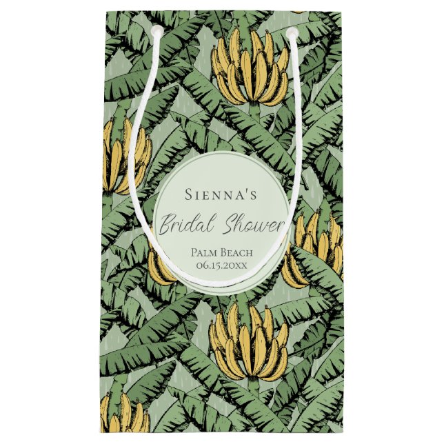 Tropical Green Banana Leaves Bachelorette Small Gift Bag (Front)