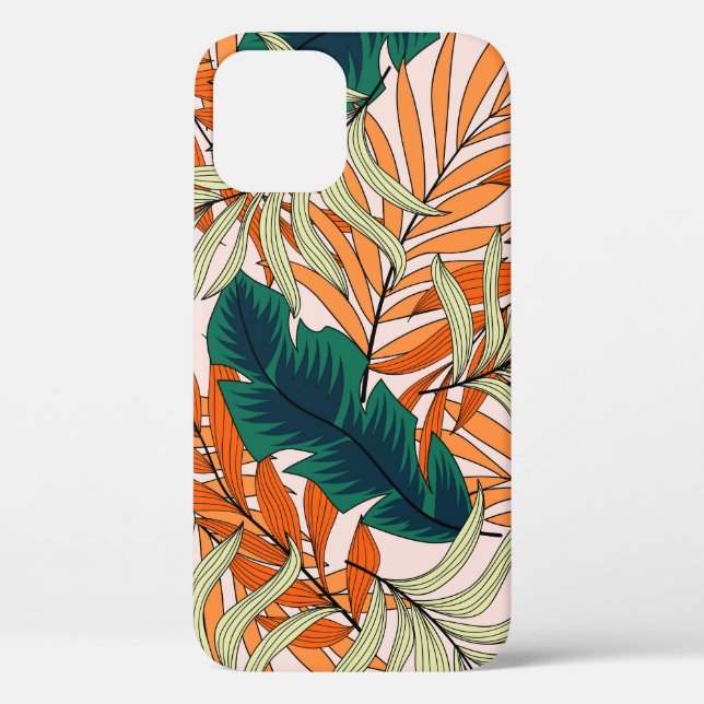 Tropical green beige leaves, seamless pattern. Case-Mate iPhone case (Back)