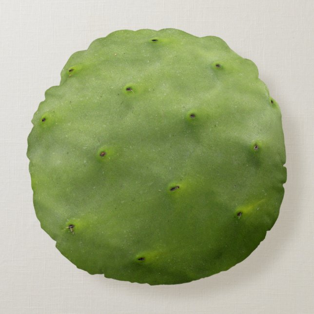 Tropical Green Cactus Photo Round Cushion (Front)