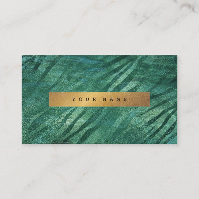 Tropical Green Cali Grungy Gold Jungle Vip Business Card (Front)