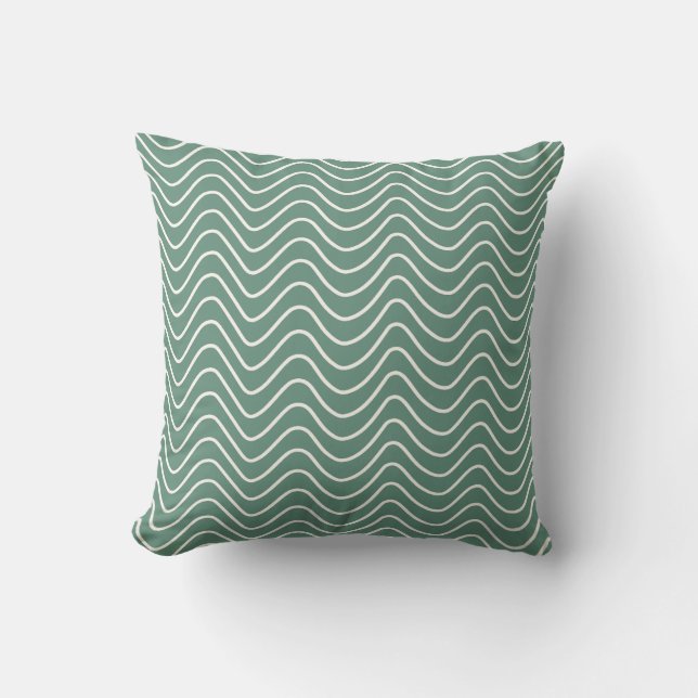Tropical Green Chevron Pattern Minimal Zigzag Cushion (Front)