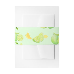 Tropical Green Citrus SUMMER Orange lemon Slice Invitation Belly Band