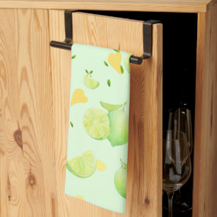 Tropical Green Citrus SUMMER Orange lemon Slice Tea Towel